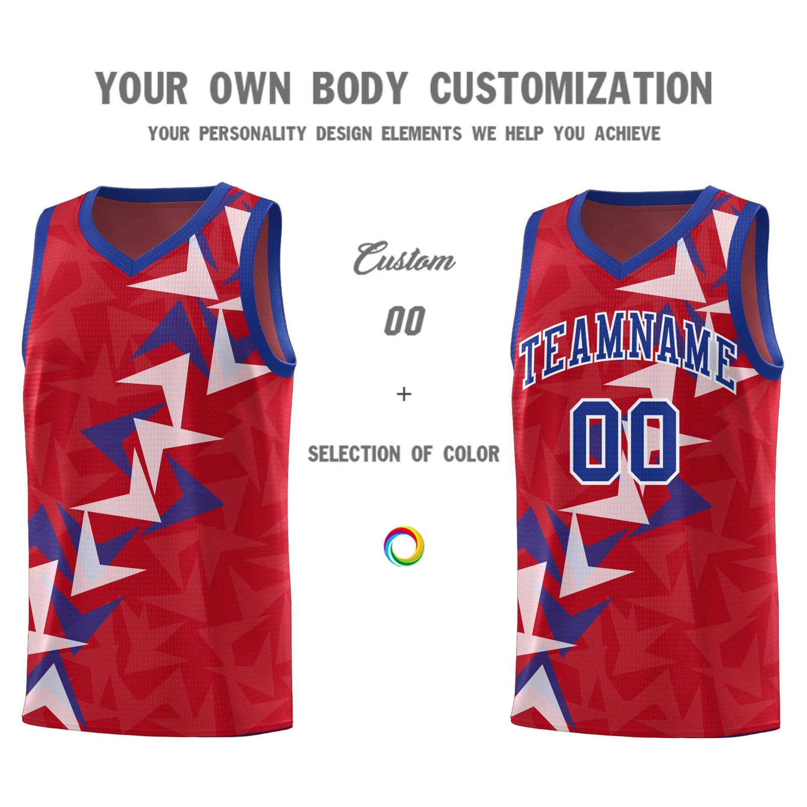 Custom Red Boomerang Pattern Sets Basketball Jersey