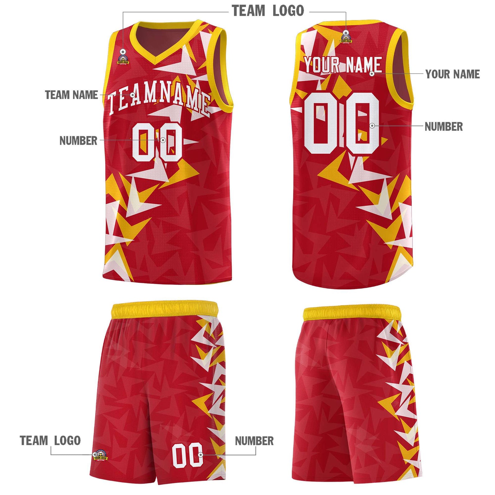 Custom Red Boomerang Pattern Sets Basketball Jersey