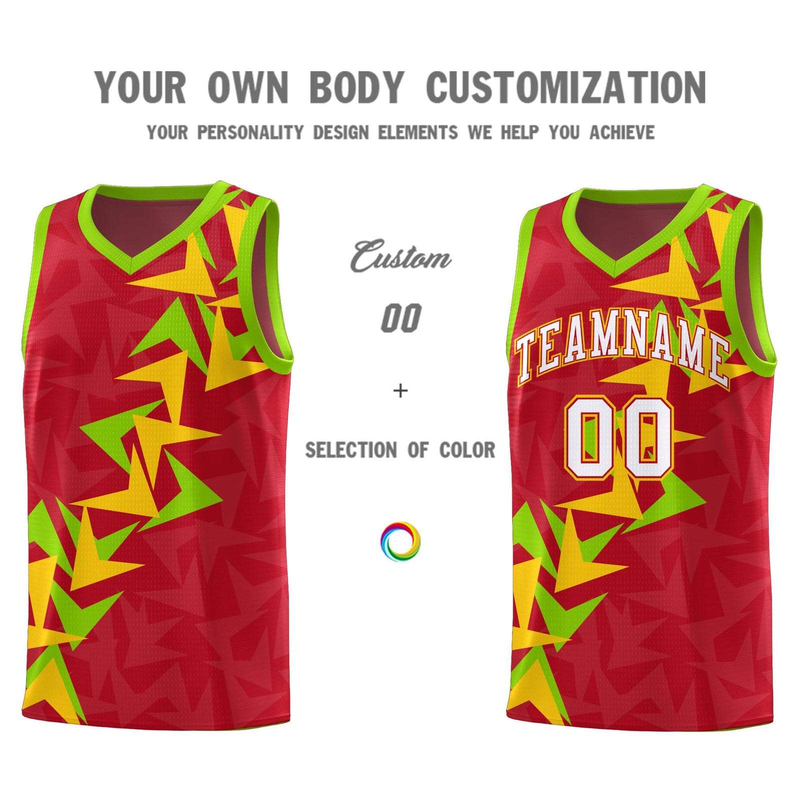 Custom Red Boomerang Pattern Sets Basketball Jersey