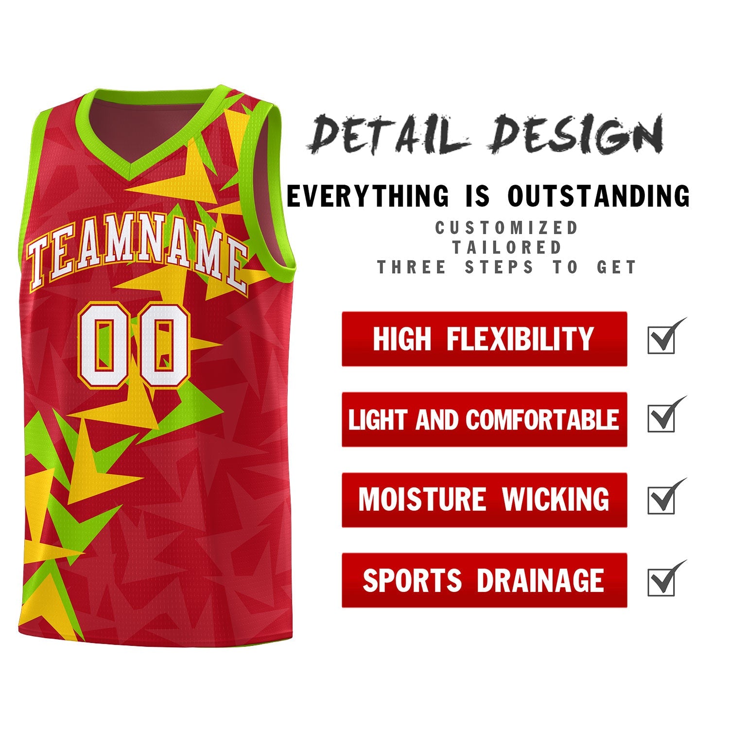 Custom Red Boomerang Pattern Sets Basketball Jersey