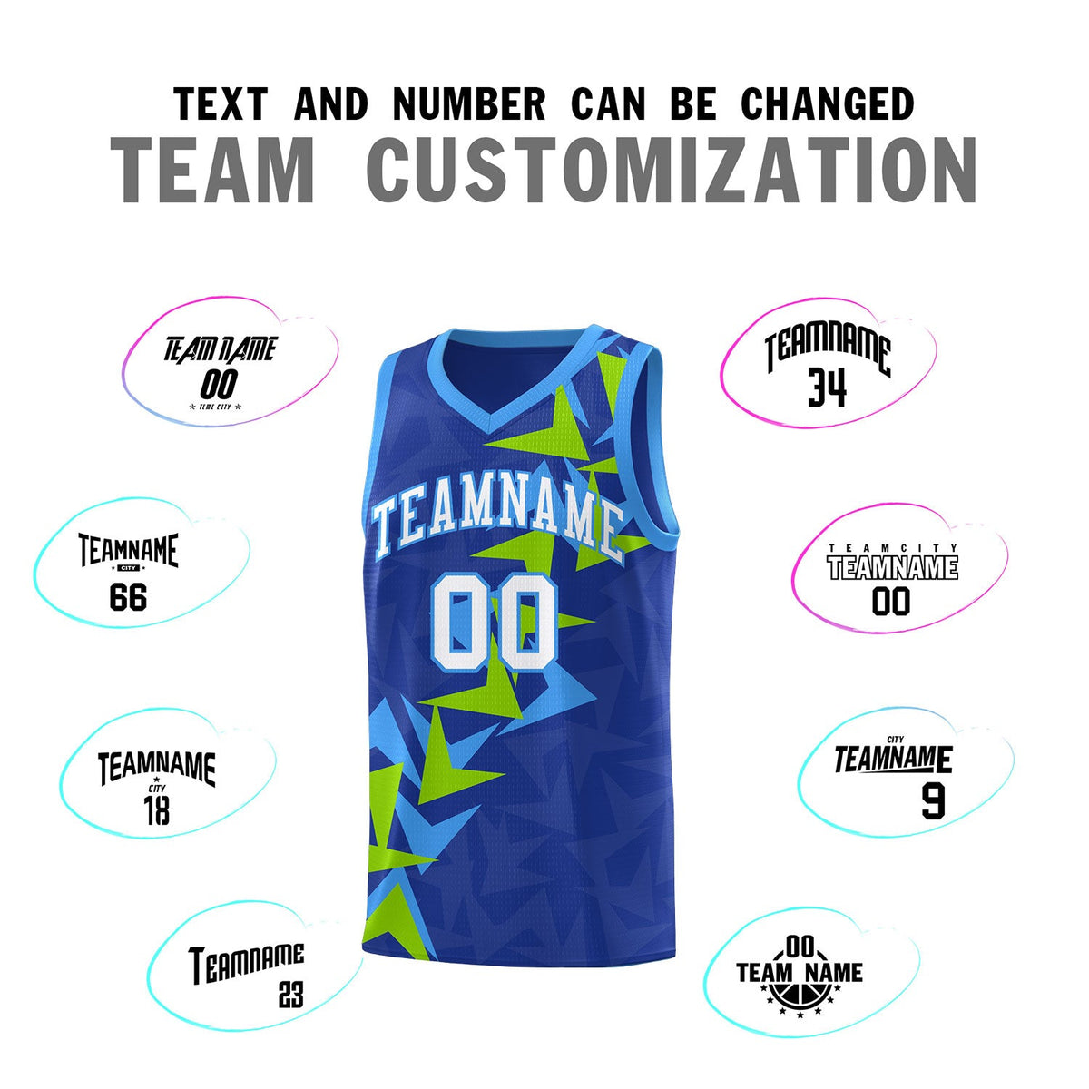 Custom Royal Boomerang Pattern Sets Basketball Jersey