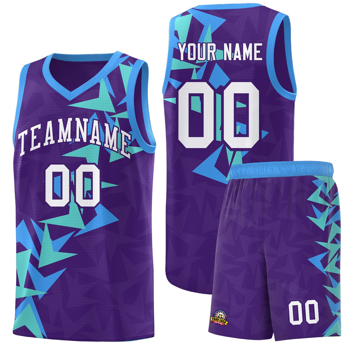 Custom Purple Boomerang Pattern Sets Basketball Jersey