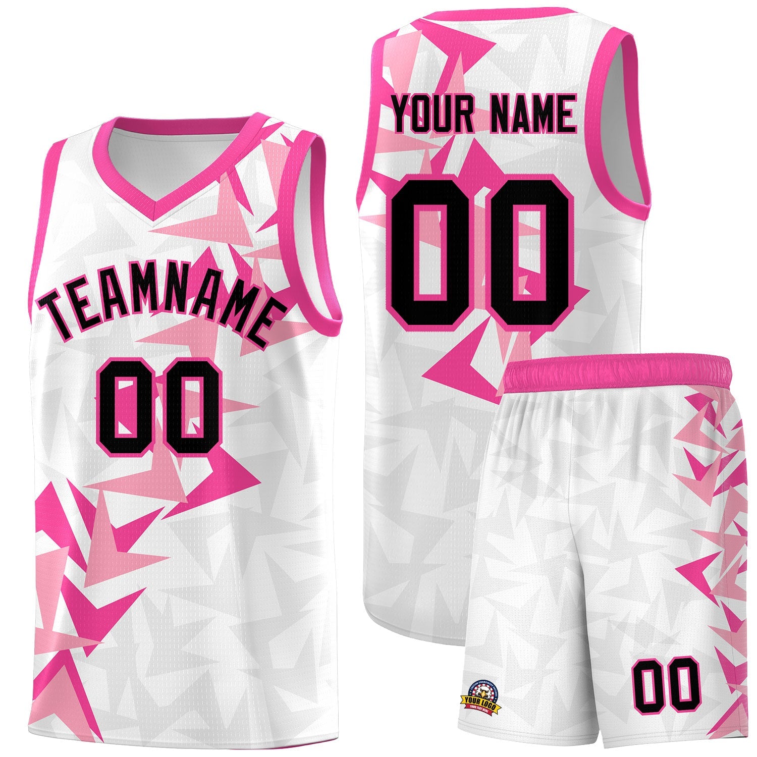 Custom White Boomerang Pattern Sets Basketball Jersey