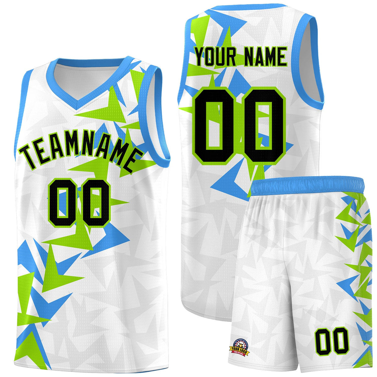 Custom White Boomerang Pattern Sets Basketball Jersey