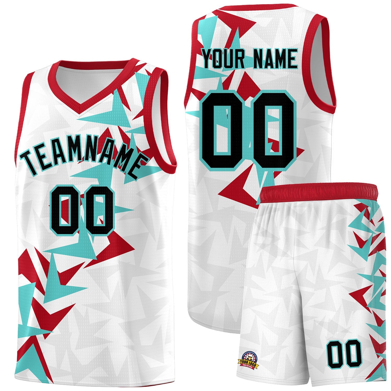 Custom White Boomerang Pattern Sets Basketball Jersey