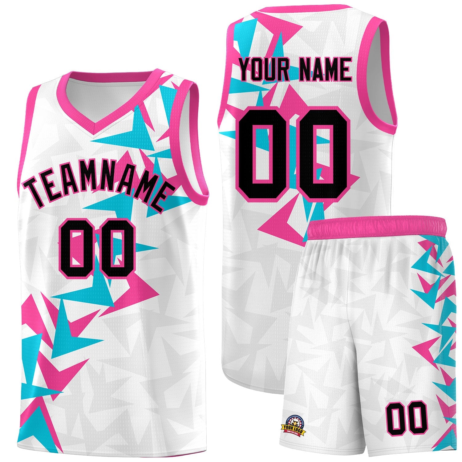 Custom White Boomerang Pattern Sets Basketball Jersey