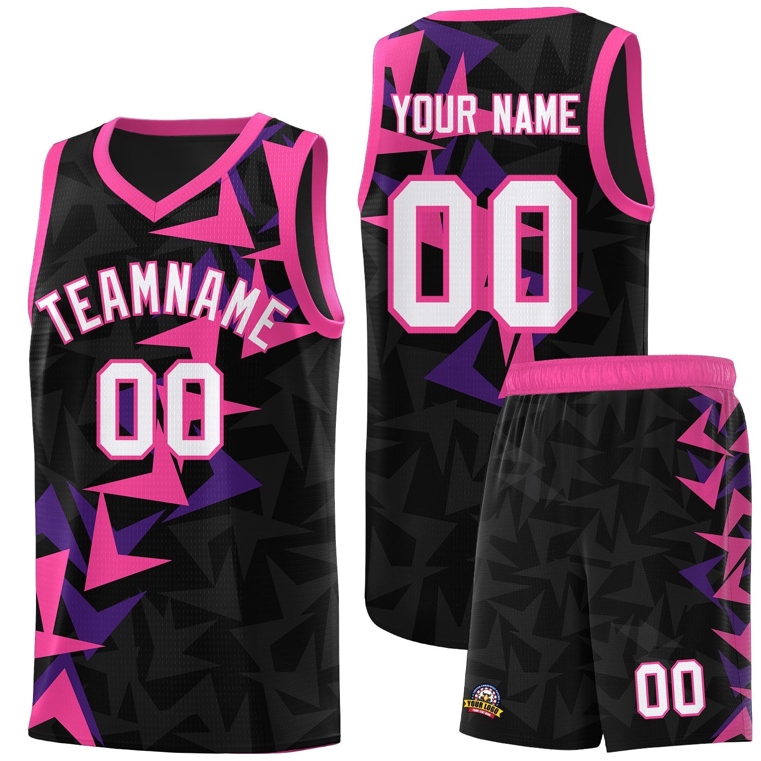 Custom Black Boomerang Pattern Sets Basketball Jersey