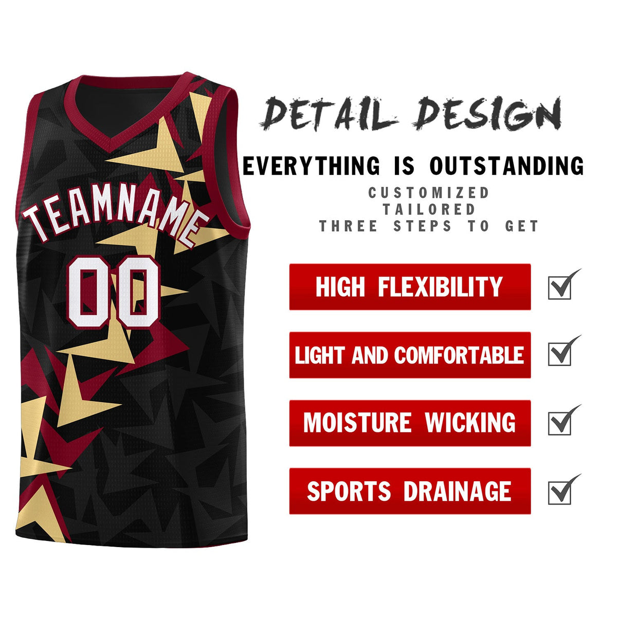 Custom Black Boomerang Pattern Sets Basketball Jersey