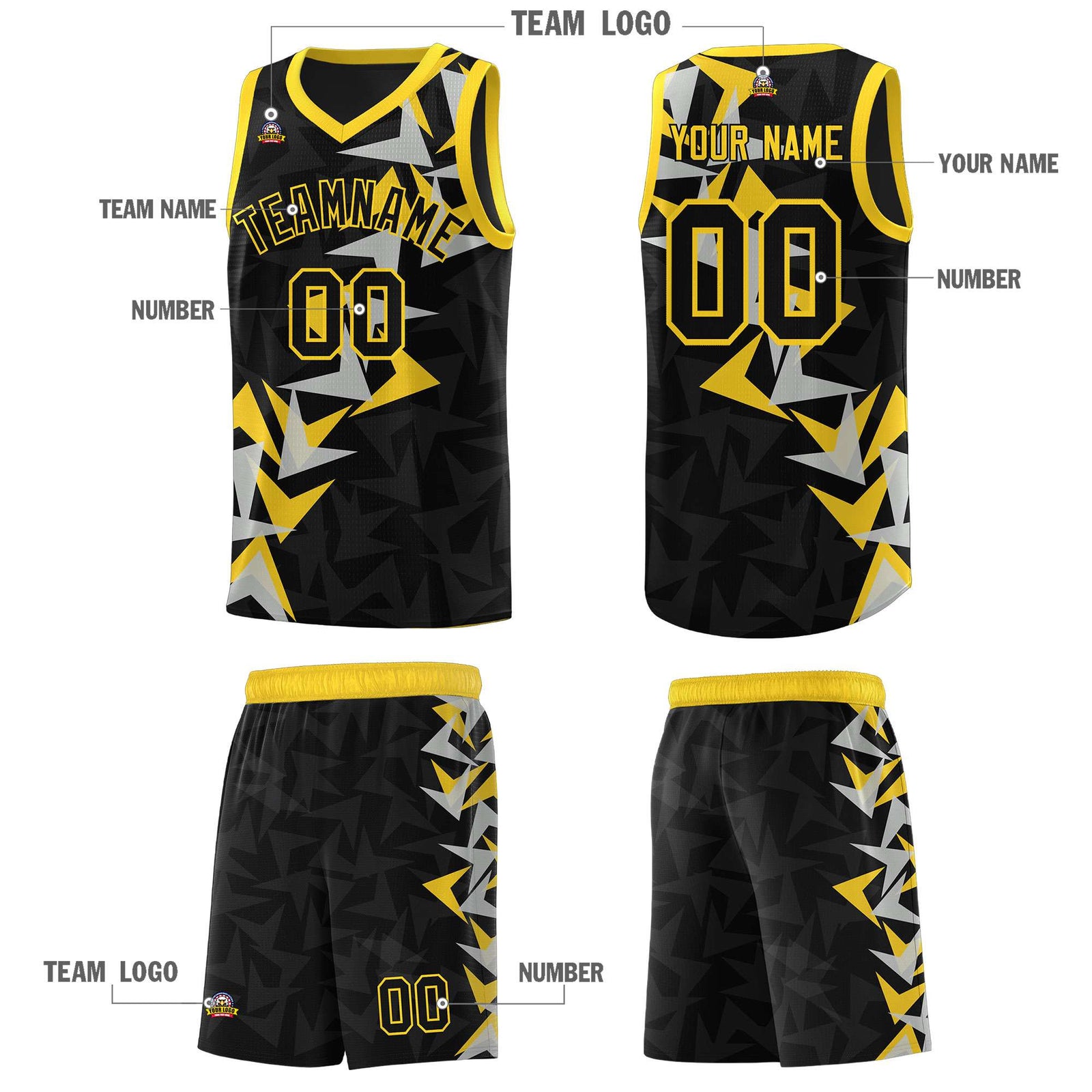 Custom Black Boomerang Pattern Sets Basketball Jersey