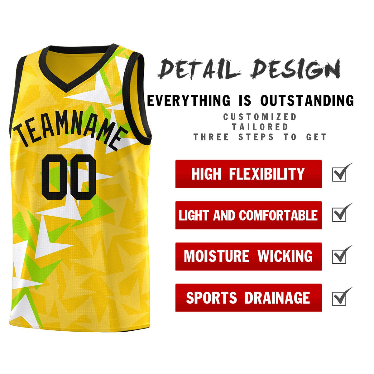 Custom Gold Boomerang Pattern Sets Basketball Jersey