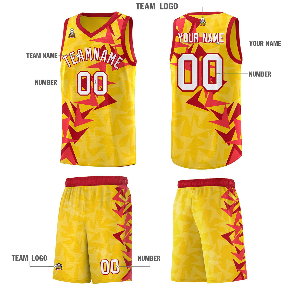 Custom Gold Boomerang Pattern Sets Basketball Jersey