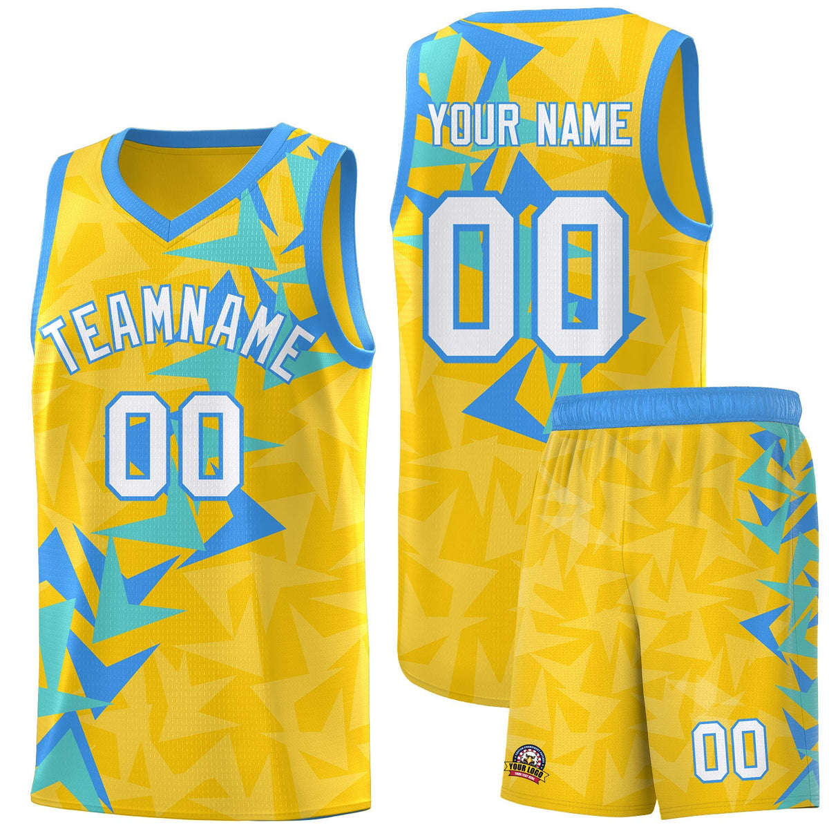 Custom Gold Boomerang Pattern Sets Basketball Jersey