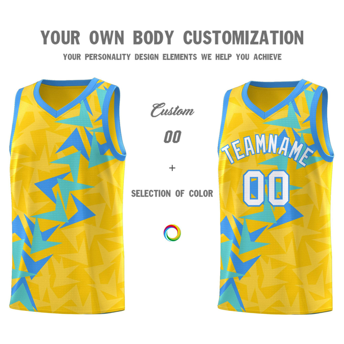 Custom Gold Boomerang Pattern Sets Basketball Jersey