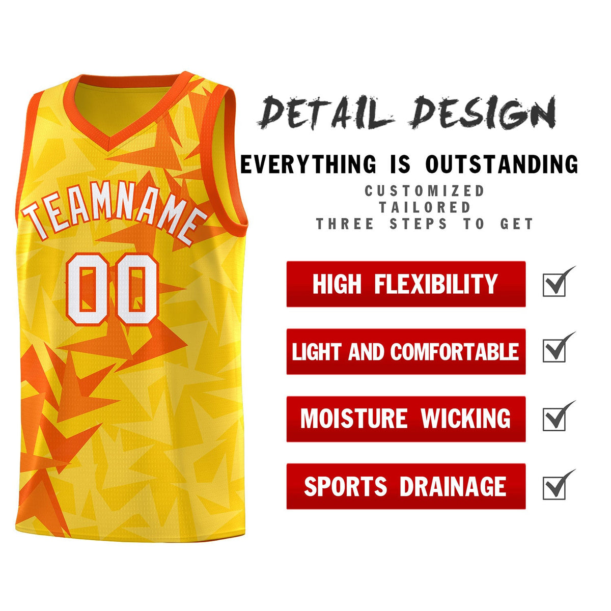 Custom Gold Boomerang Pattern Sets Basketball Jersey