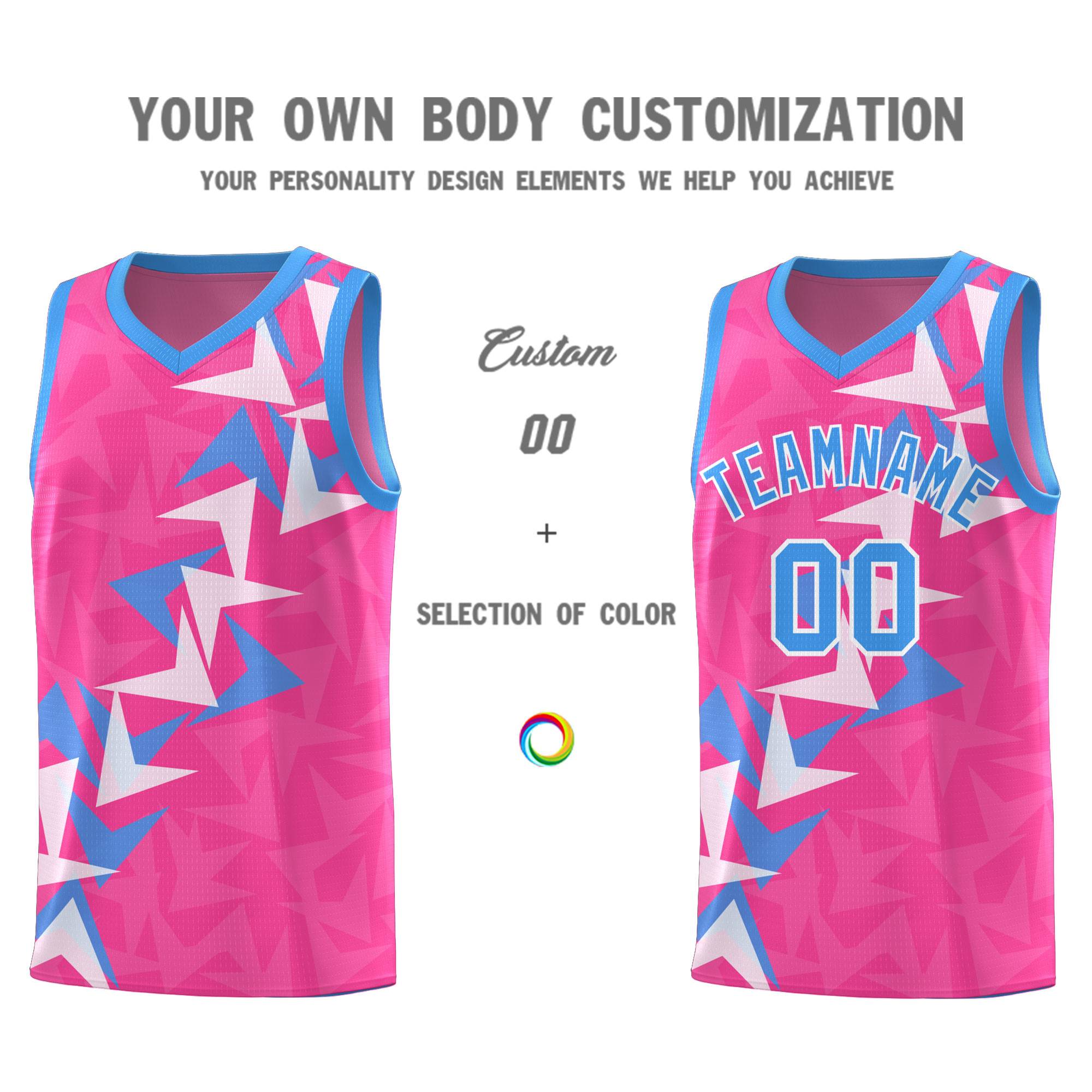 Custom Pink Boomerang Pattern Sets Basketball Jersey
