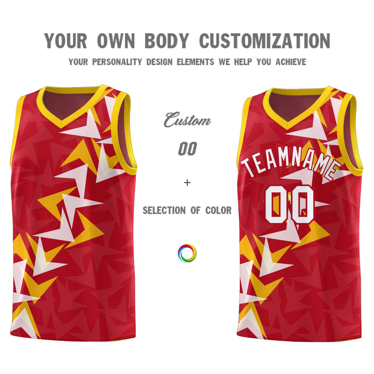 Custom Red Boomerang Pattern Sets Basketball Jersey