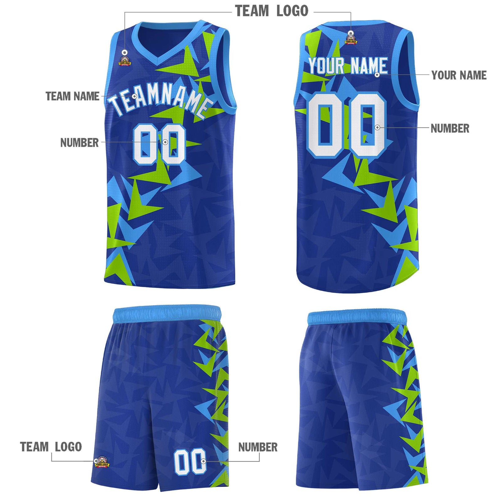 Custom Royal Boomerang Pattern Sets Basketball Jersey