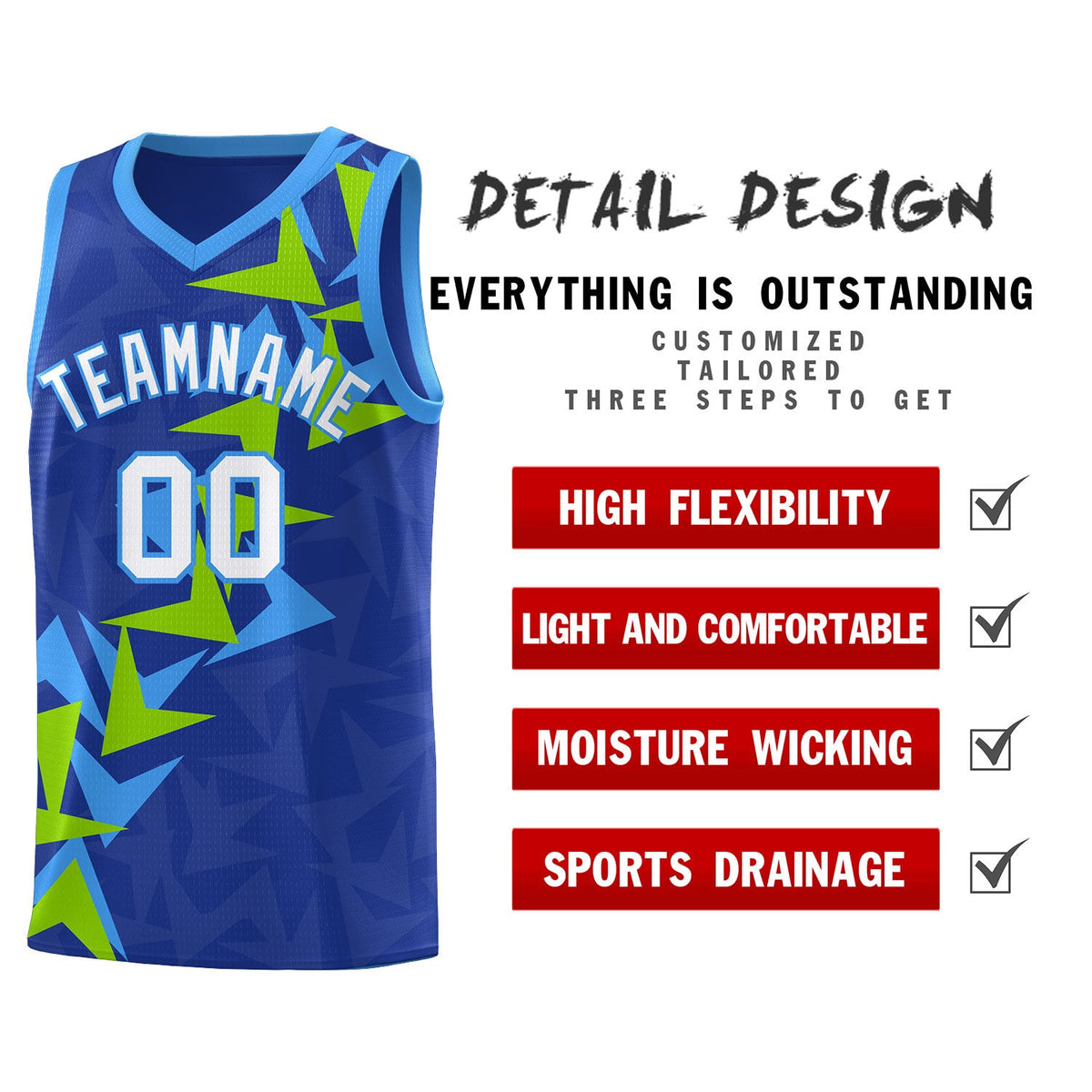 Custom Royal Boomerang Pattern Sets Basketball Jersey