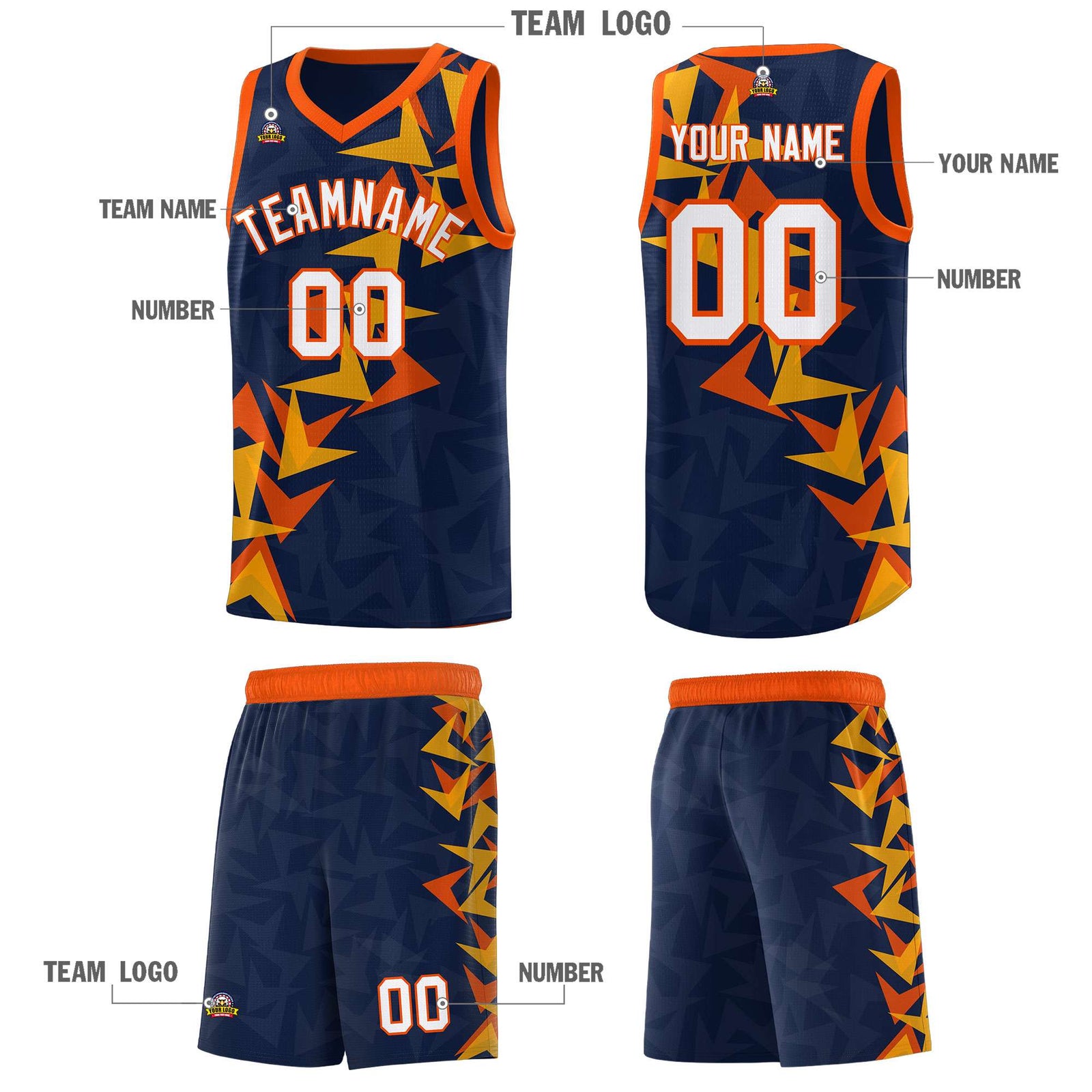 Custom Navy Boomerang Pattern Sets Basketball Jersey
