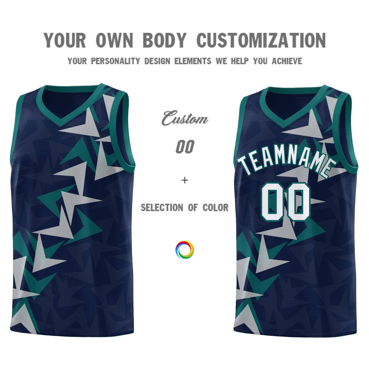 Custom Navy Boomerang Pattern Sets Basketball Jersey
