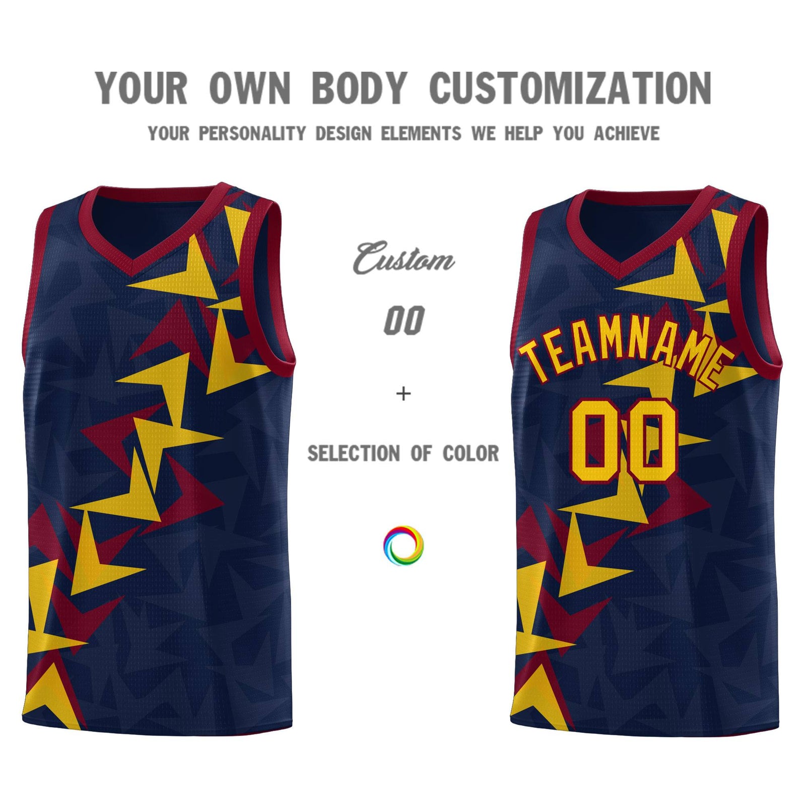 Custom Navy Boomerang Pattern Sets Basketball Jersey