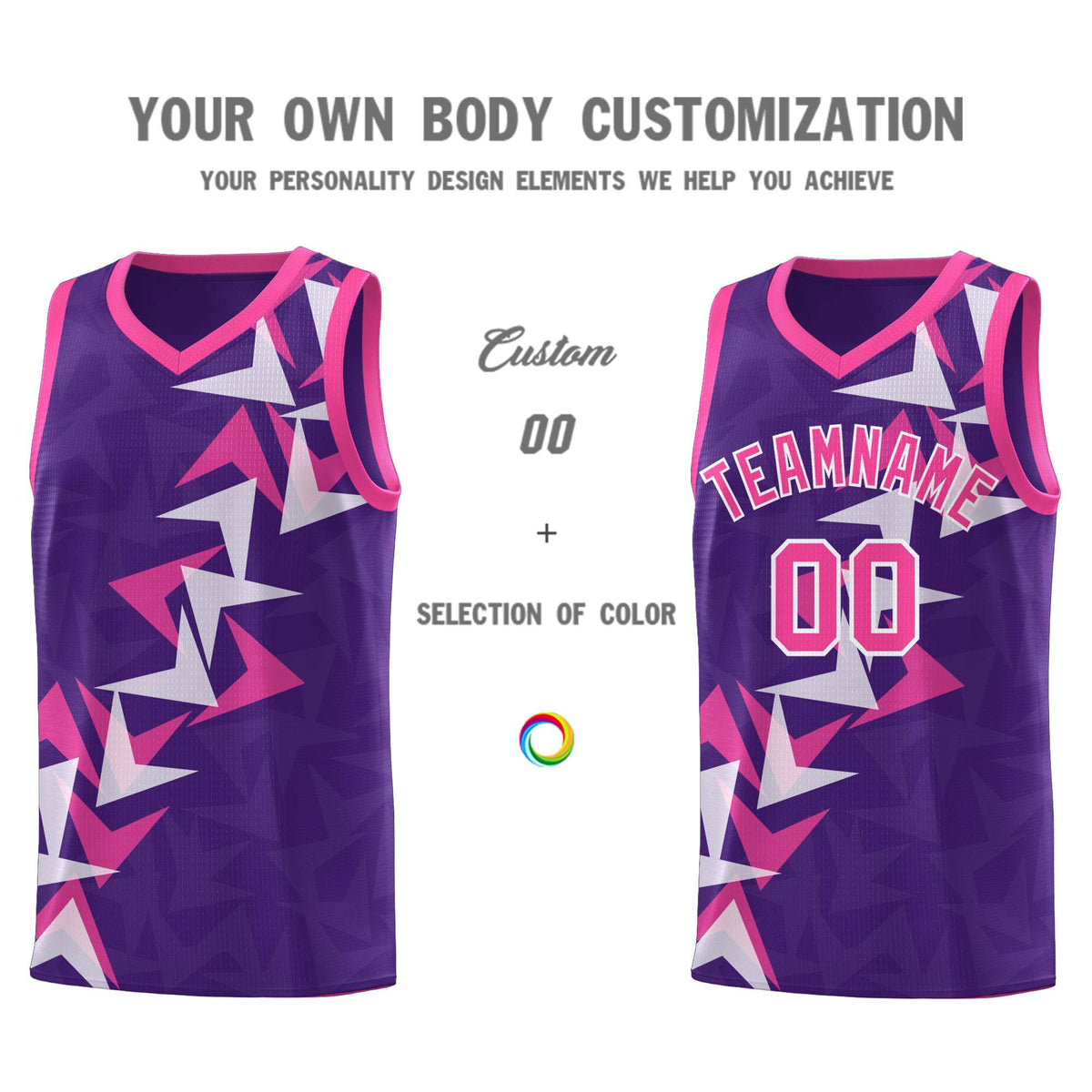 Custom Purple Boomerang Pattern Sets Basketball Jersey