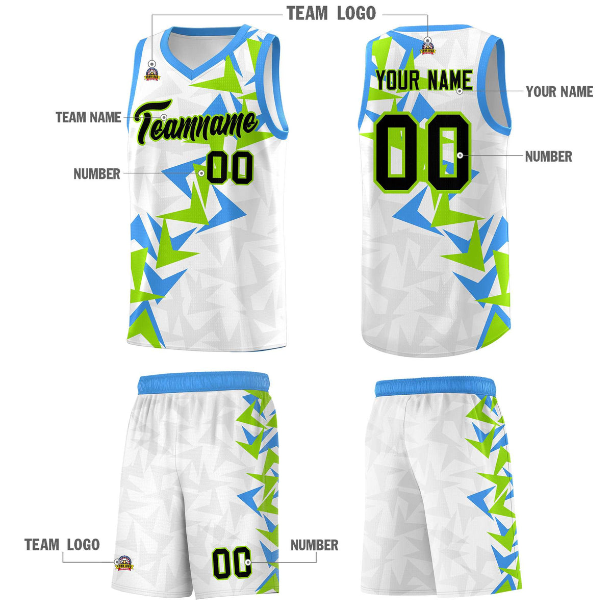 Custom White Boomerang Pattern Sets Basketball Jersey