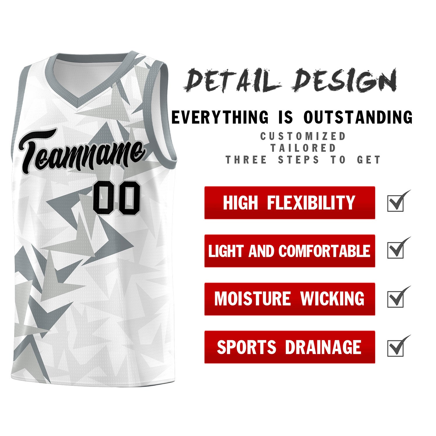 Custom White Boomerang Pattern Sets Basketball Jersey