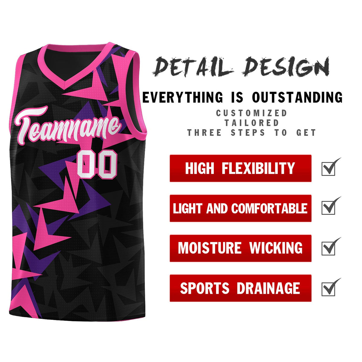 Custom Black Boomerang Pattern Sets Basketball Jersey