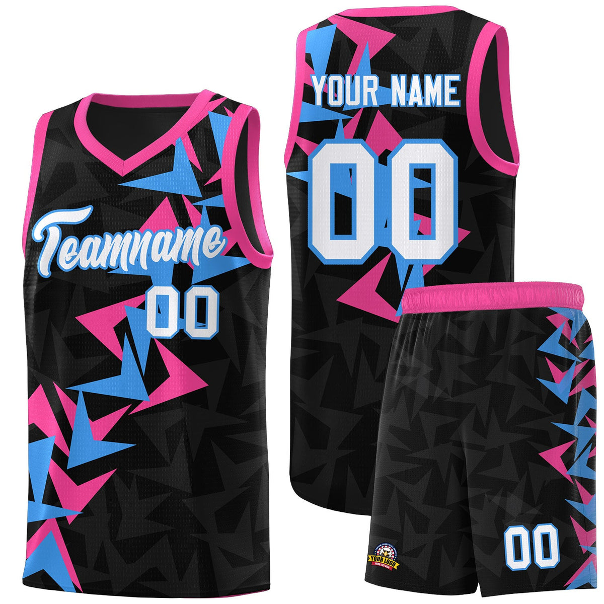 Custom Black Boomerang Pattern Sets Basketball Jersey