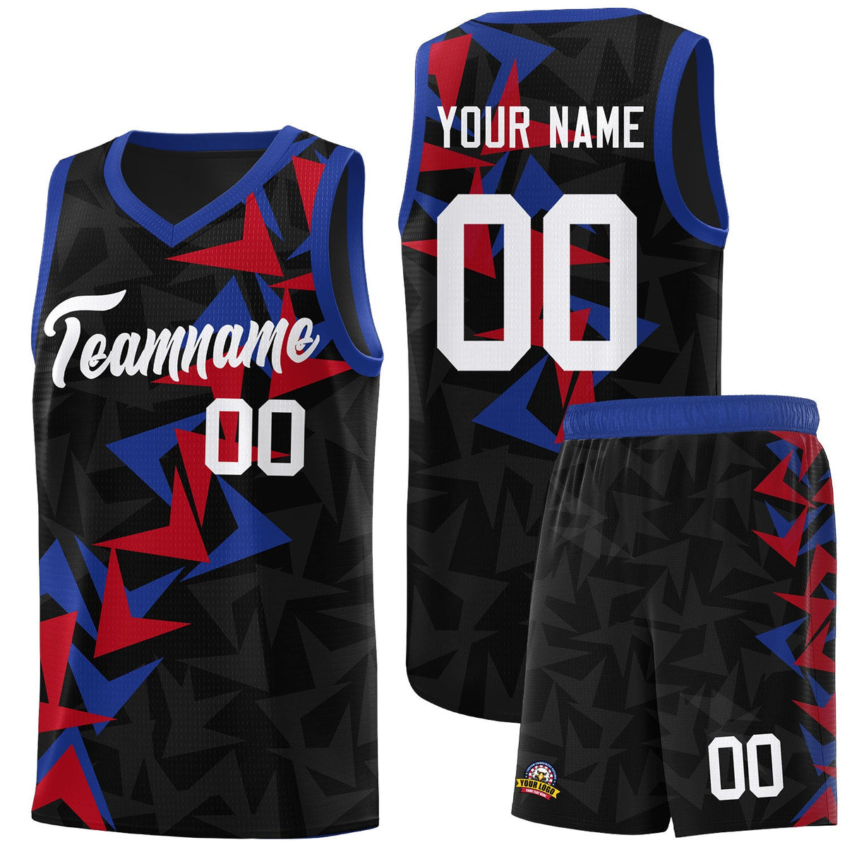 Custom Black Boomerang Pattern Sets Basketball Jersey