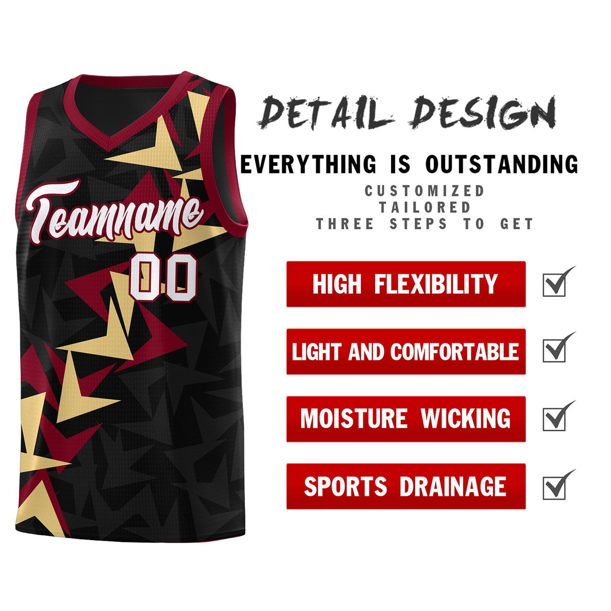 Custom Black Boomerang Pattern Sets Basketball Jersey