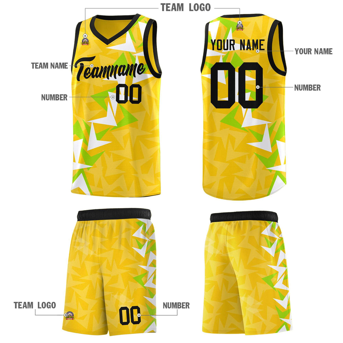 Custom Gold Boomerang Pattern Sets Basketball Jersey