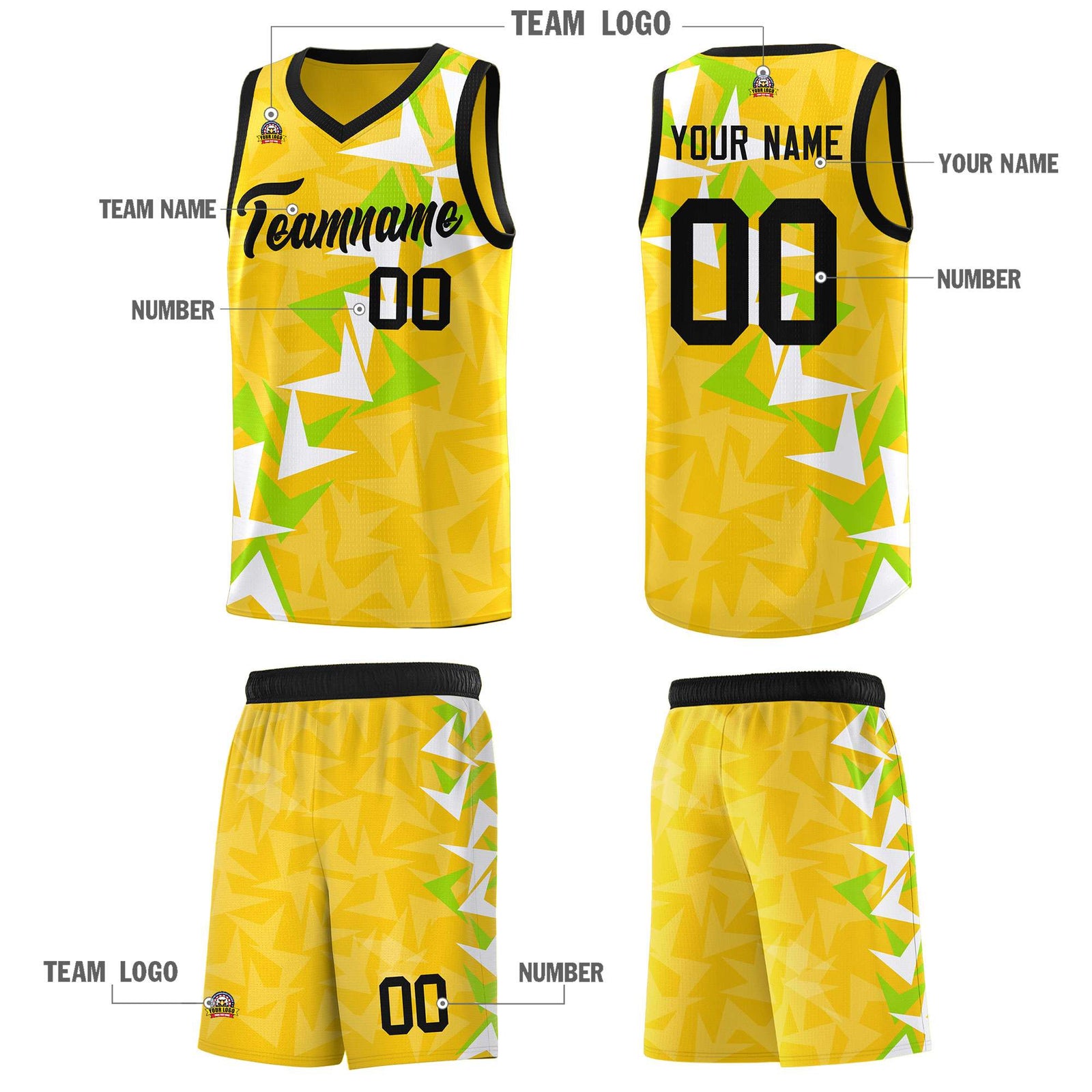 Custom Gold Boomerang Pattern Sets Basketball Jersey