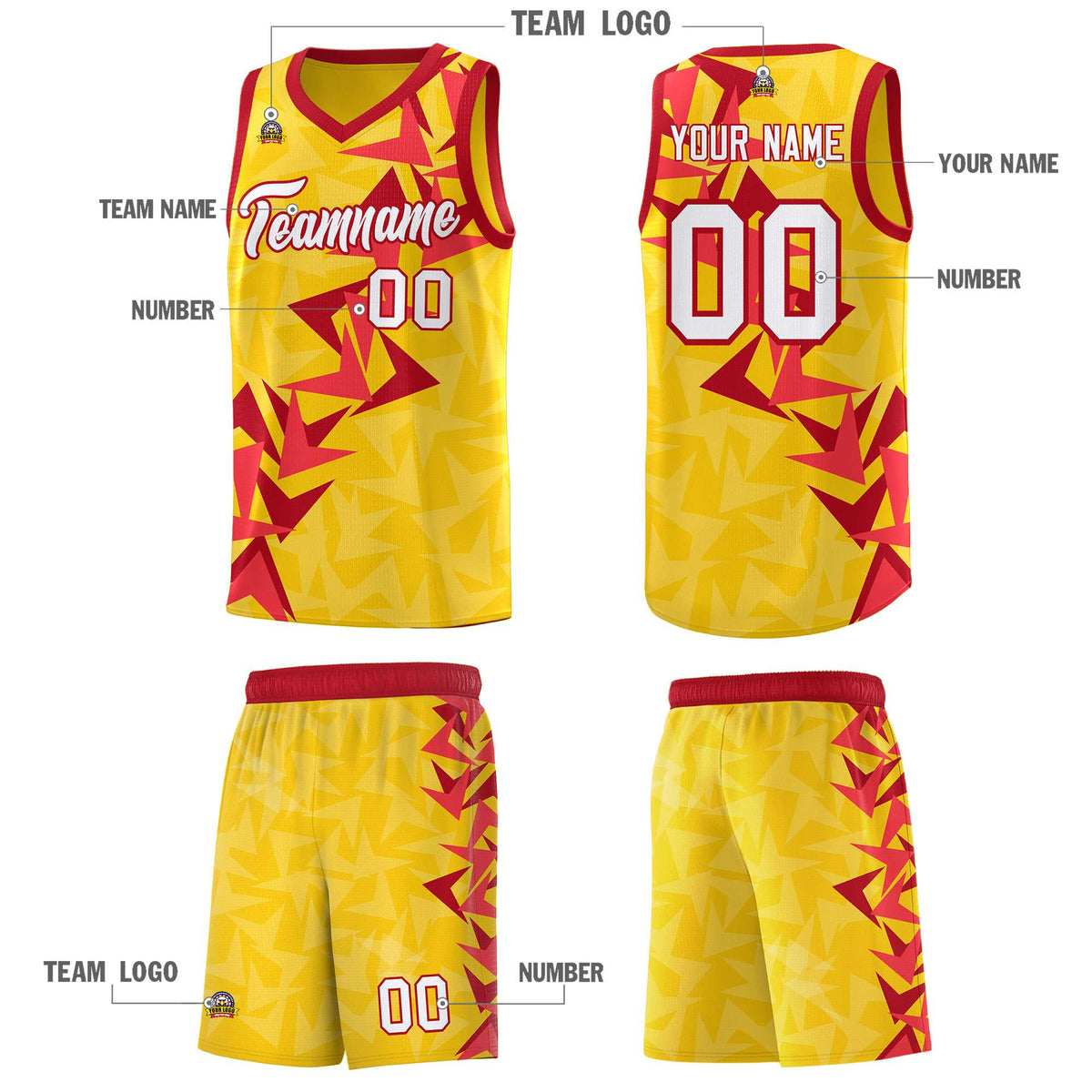 Custom Gold Boomerang Pattern Sets Basketball Jersey