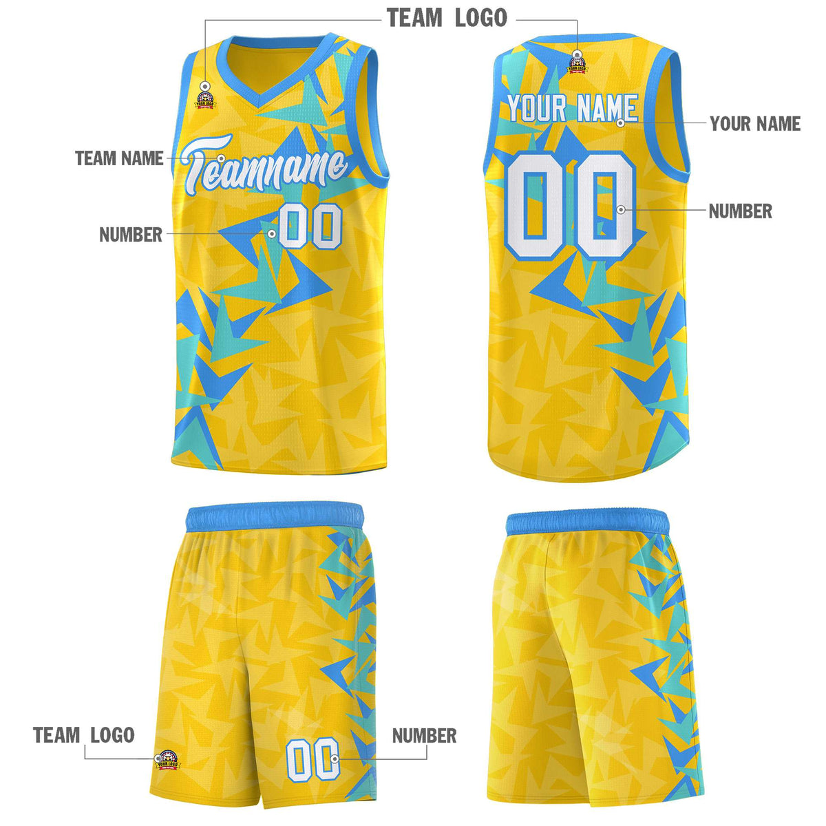 Custom Gold Boomerang Pattern Sets Basketball Jersey