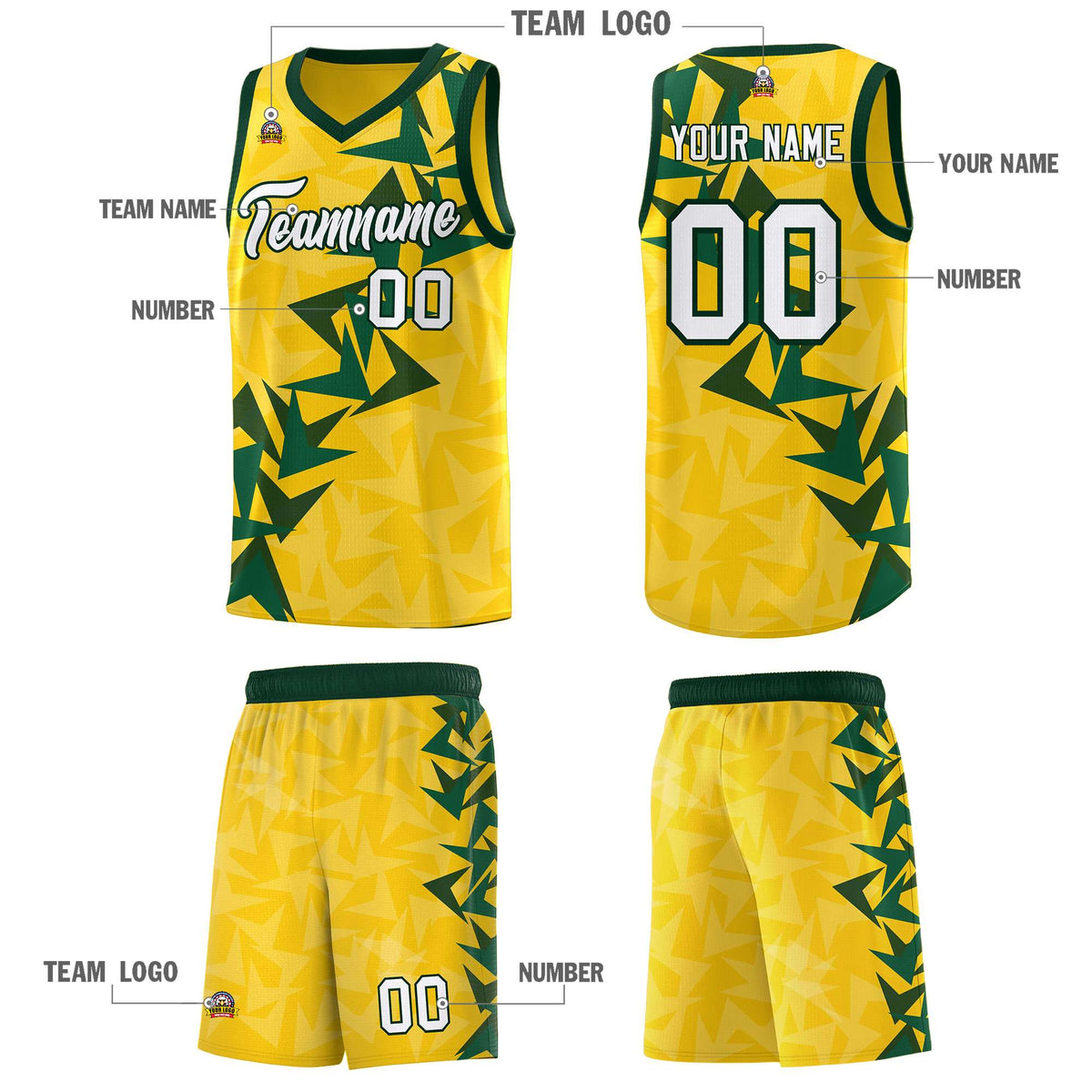 Custom Gold Boomerang Pattern Sets Basketball Jersey