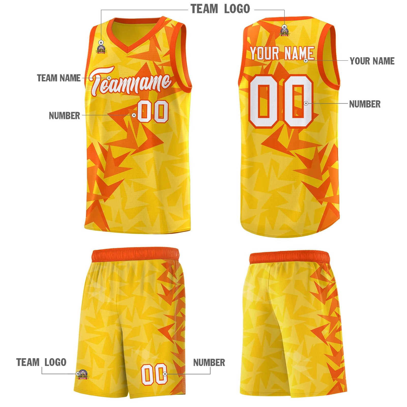 Custom Gold Boomerang Pattern Sets Basketball Jersey