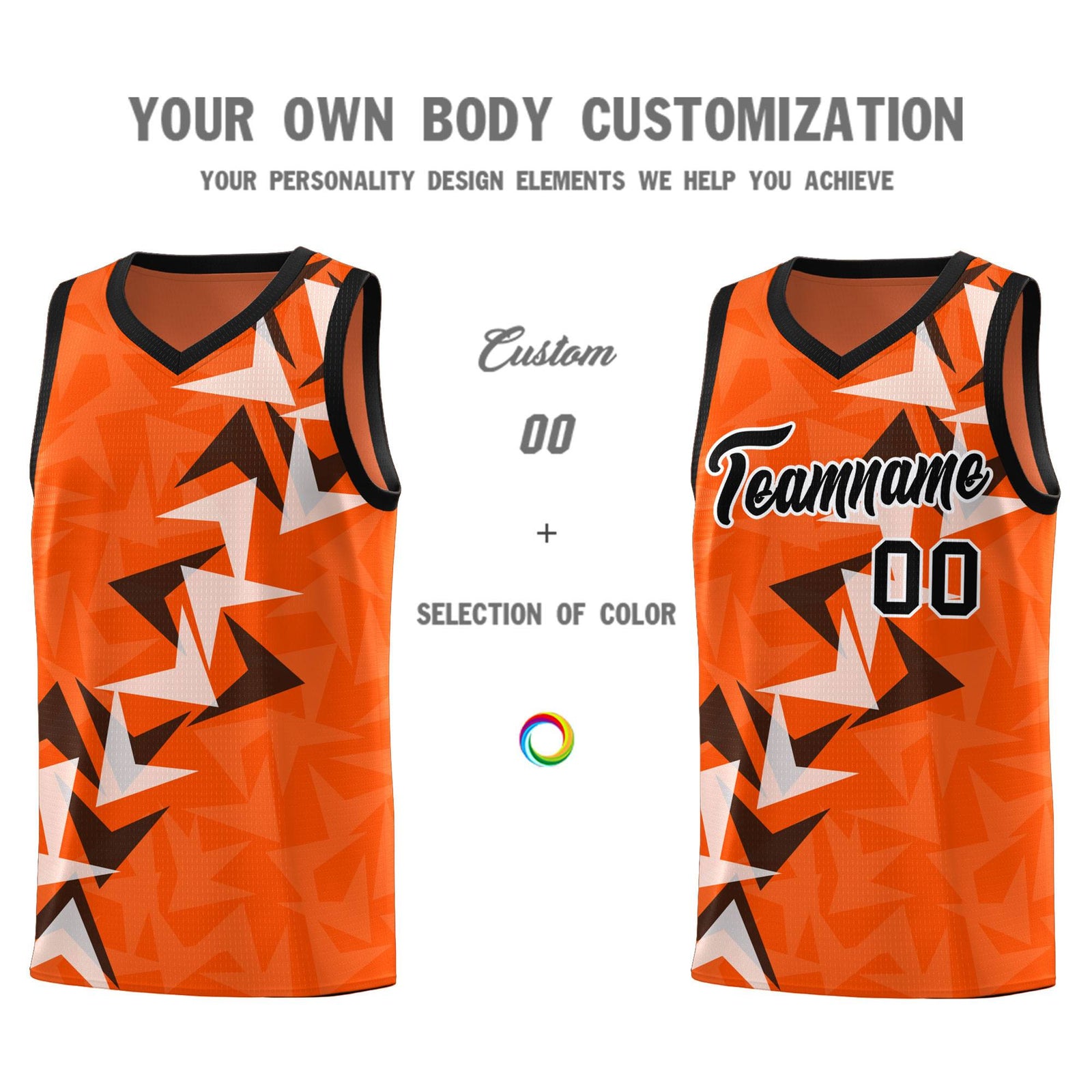 Custom Orange Boomerang Pattern Sets Basketball Jersey