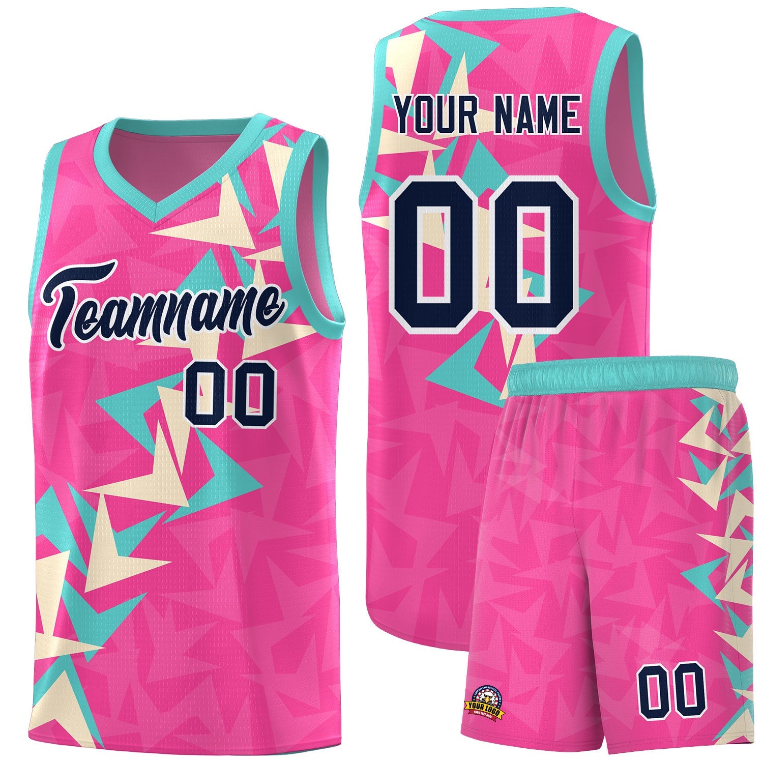 Custom Pink Boomerang Pattern Sets Basketball Jersey