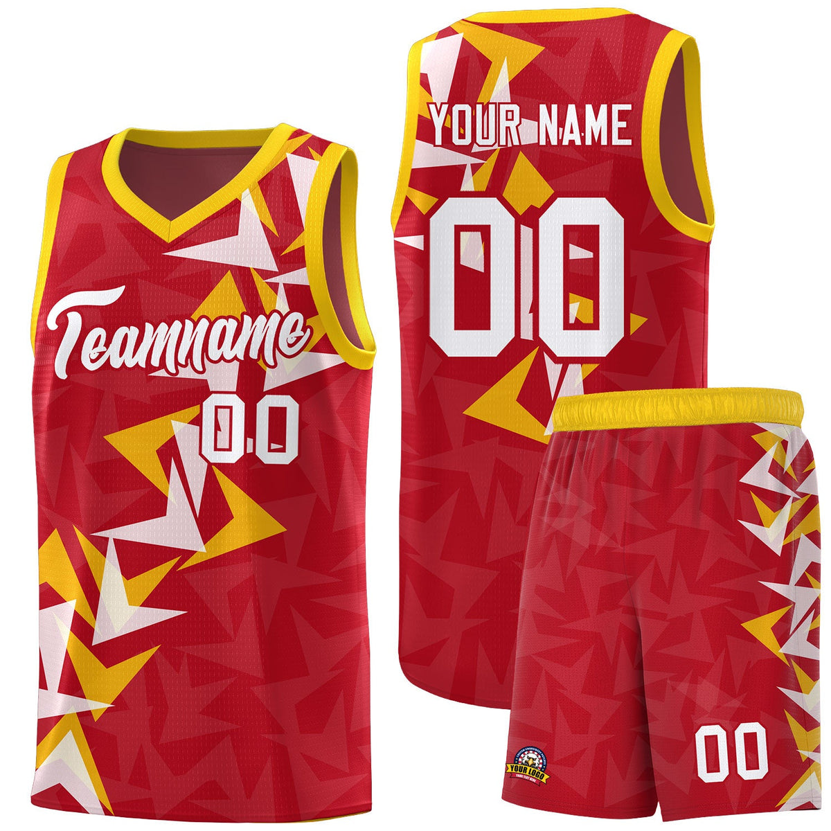 Custom Red Boomerang Pattern Sets Basketball Jersey