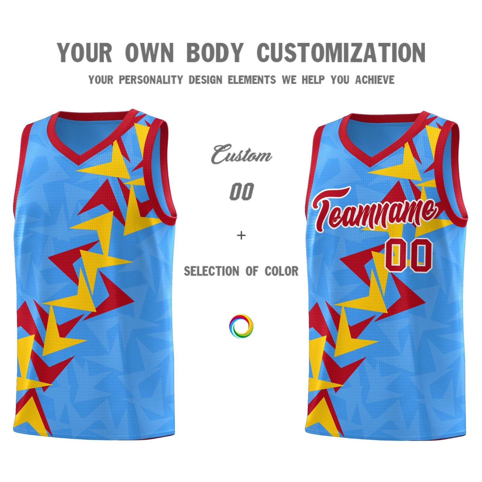 Custom Light Blue Boomerang Pattern Sets Basketball Jersey