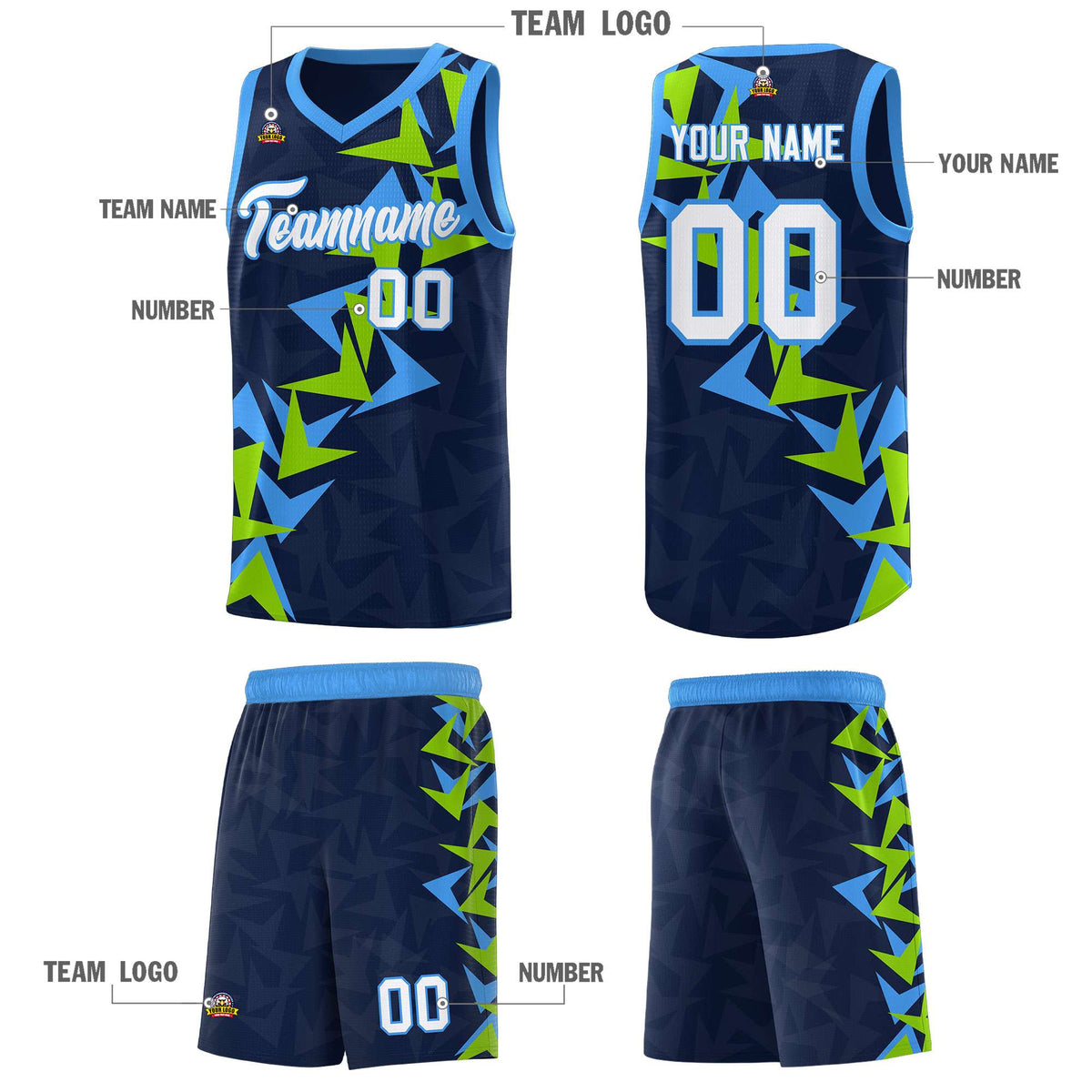 Custom Navy Boomerang Pattern Sets Basketball Jersey