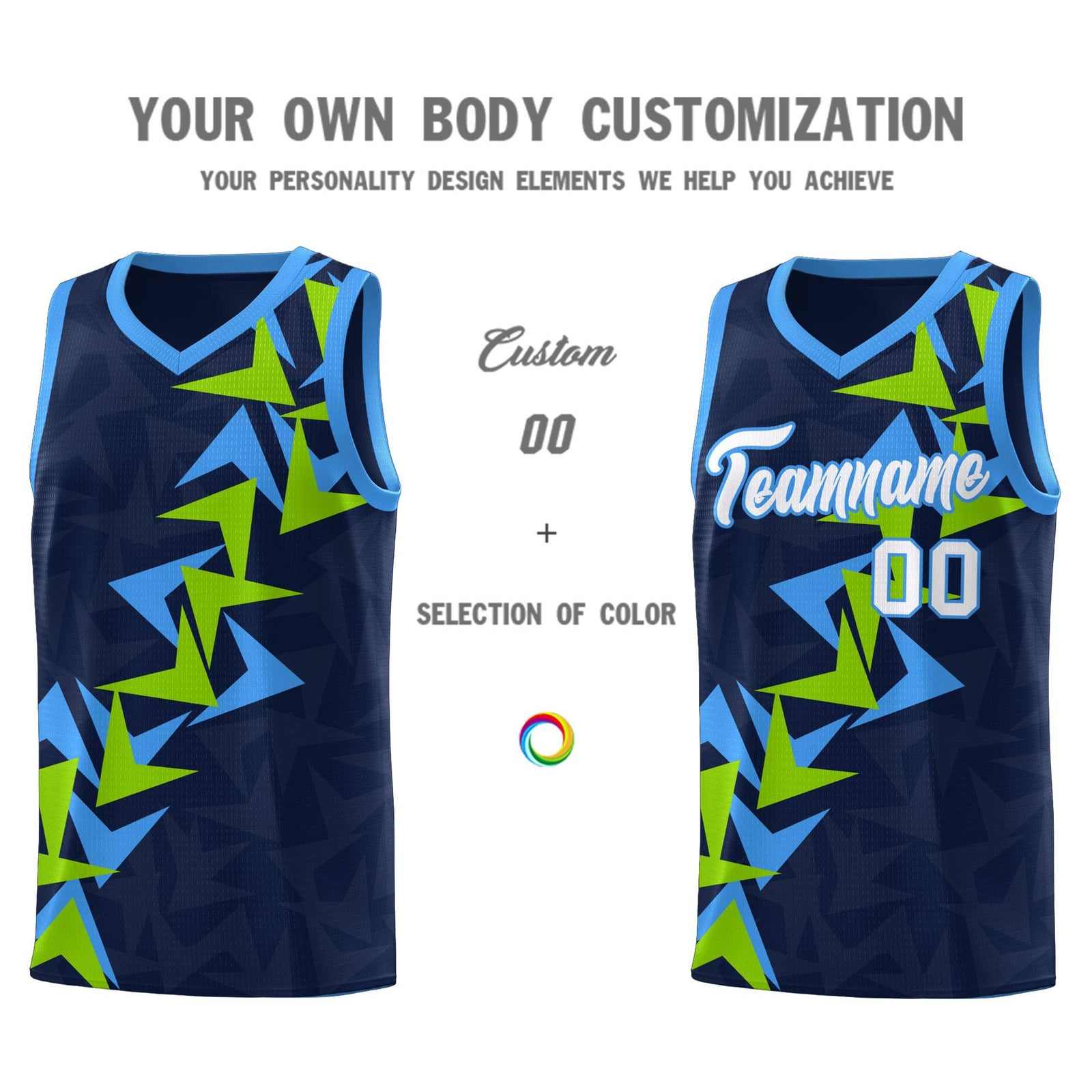 Custom Navy Boomerang Pattern Sets Basketball Jersey