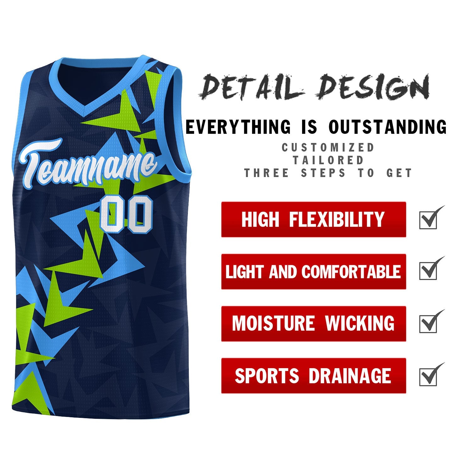 Custom Navy Boomerang Pattern Sets Basketball Jersey