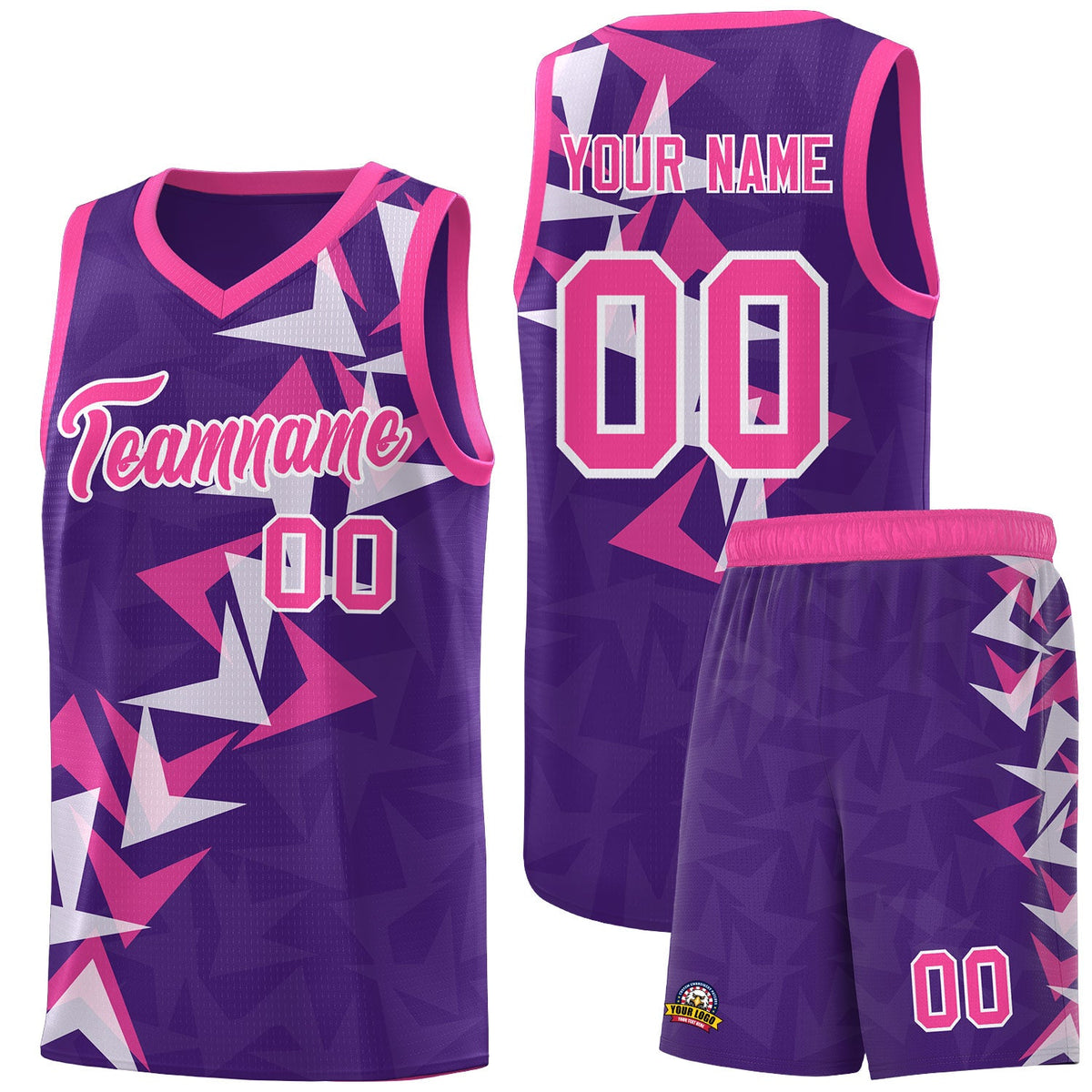 Custom Purple Boomerang Pattern Sets Basketball Jersey