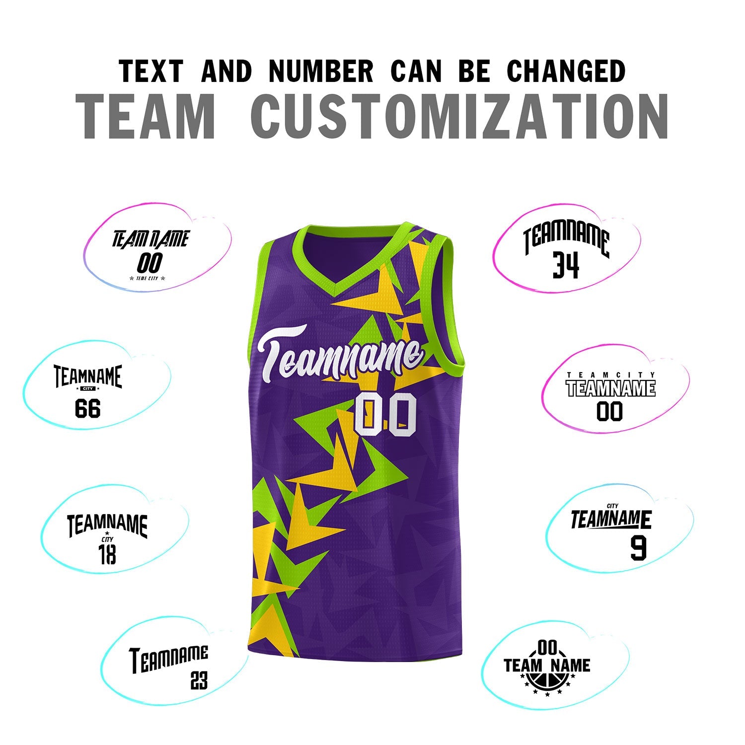 Custom Purple Boomerang Pattern Sets Basketball Jersey