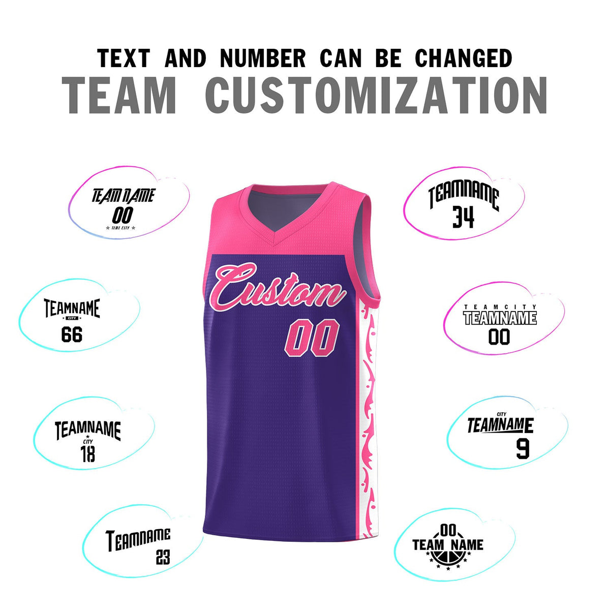 Custom Purple Side Pattern Sports Uniform Basketball Jersey