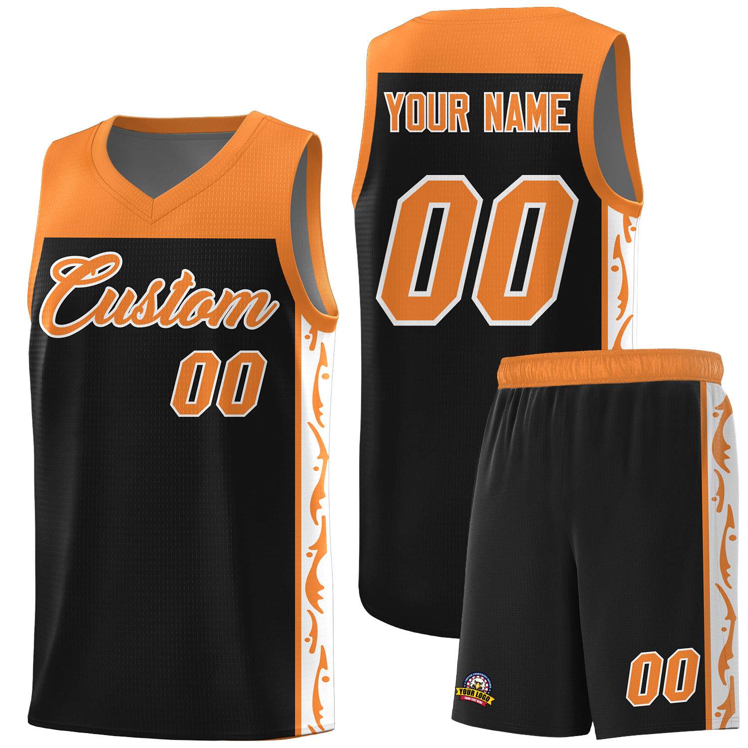 Custom Black Side Pattern Sports Uniform Basketball Jersey