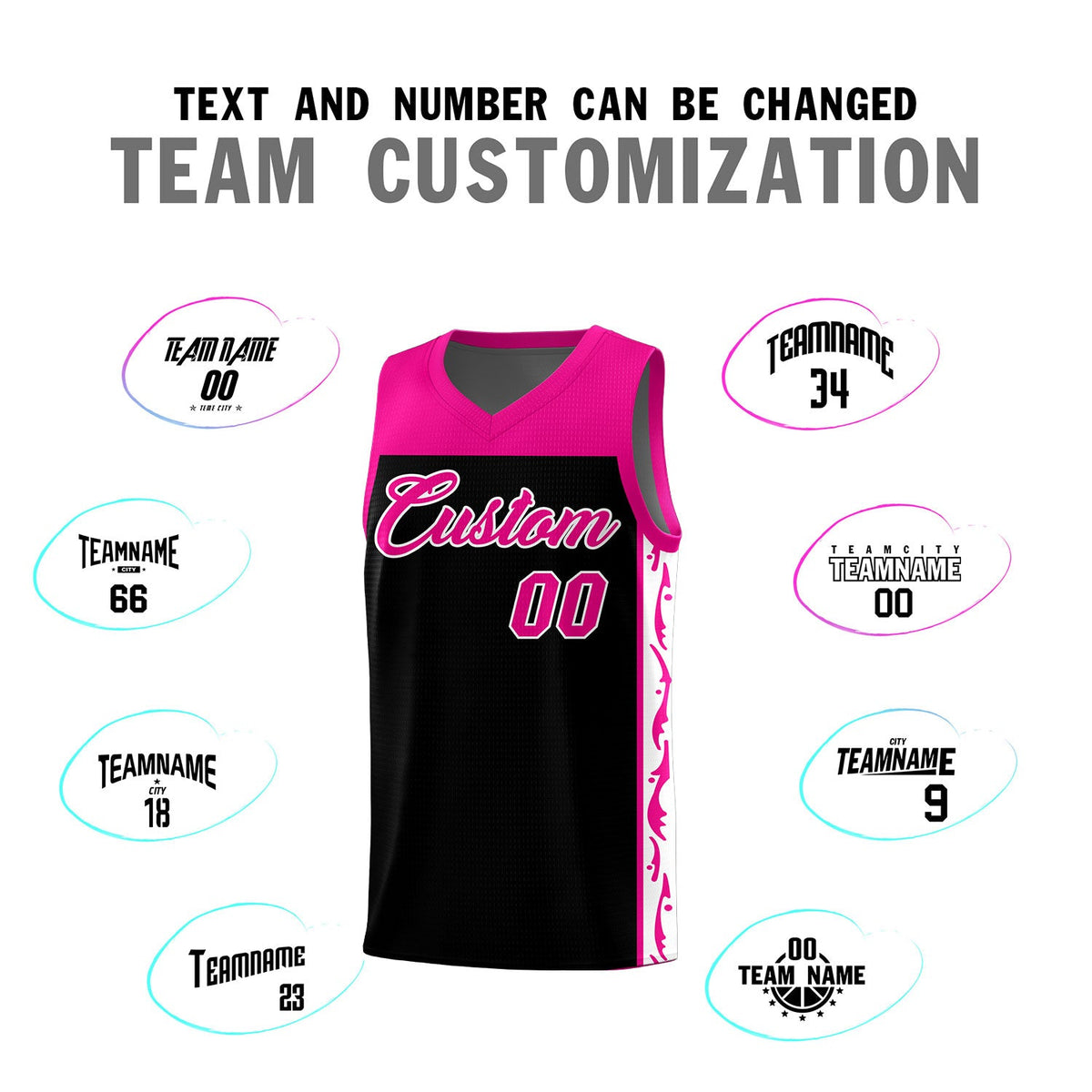 Custom Black Side Pattern Sports Uniform Basketball Jersey